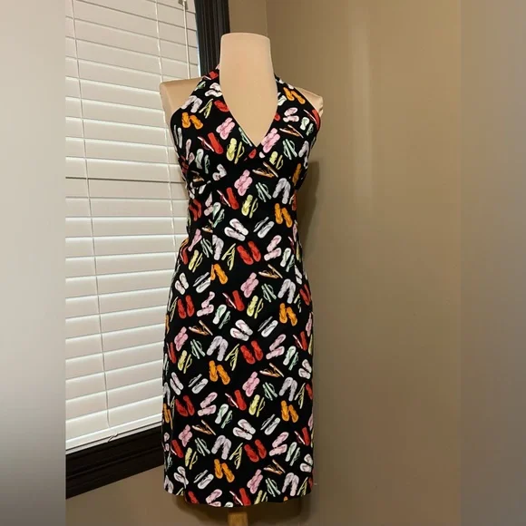 Janique Vintage Halter flip flop Print Dress - Multicolor - Picture 2 of 6